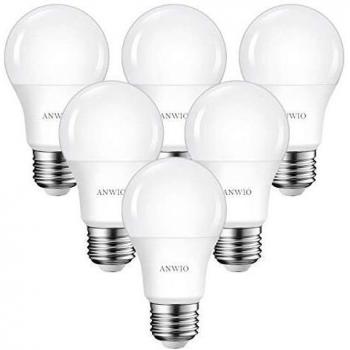 6x 8W Bombillas LED E27, Bombillas LED A60 Casquillo Gordo de 806 Lúmenes, Equivalente a 60W con 6500K Color Blanco Frío - ANWIO.