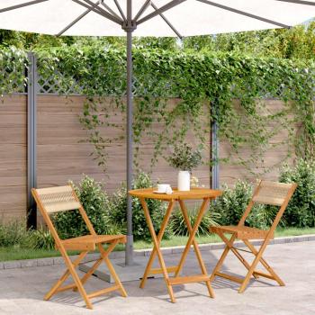 Juego de bistro de 3 piezas polipropileno y madera maciza beige