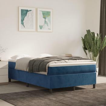 Cama box spring suave con colchón terciopelo azul oscuro 120x200 cm
