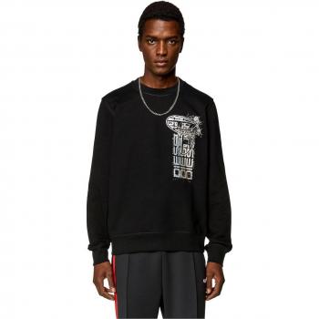 Sudadera de hombre Diesel Ginn K39 negra de cuello redondo