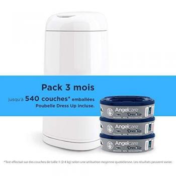Pack inicial cubo de pañales Dress Up + 3 recambios Angelcare blanco