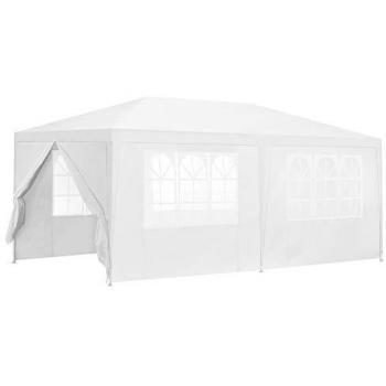 Carpa Pabellón para Jardín 600 x 300 x 255 cm Estructura de Acero Plegable Impermeable Blanca