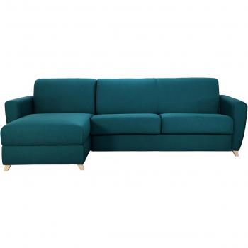 Sofá de esquina reversible y convertible con cofre azul petróleo GRAHAM