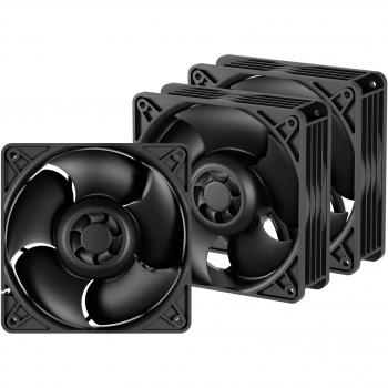 Ventiladores de Carcasa Arctic S12038-8K - Pack de 3, 120 mm, Doble Rodamiento de Bola, RPM Máxima 8000, Regulación PWM, Color Negro