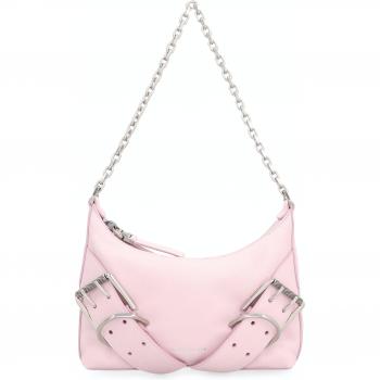 Givenchy Women's Vouyou Shoulder Bag in Pink | BB50X7B1QA Color 656 - Pink Leather Bag with Engraved Metal Buckles, Sizes: ONE SIZE, Female, Shoulder Bags