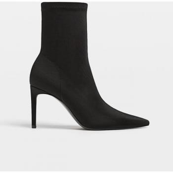 Stradivarius Black Stretch High-Heel Ankle Boots