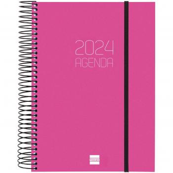 Finocam Agenda Espiral Opaque Rosa 2024, Enero-Diciembre (12 Meses), Español, E10-155x212mm, 1 Día por Página