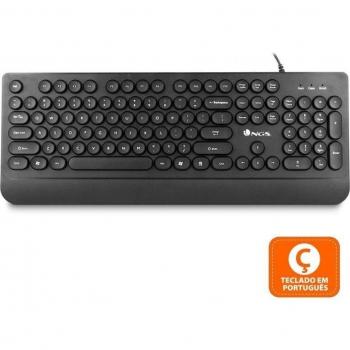 Teclado NGS Dot, USB, QWERTY Portugués, Negro