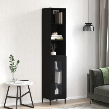 Aparador de madera contrachapada negro 34,5x34x180 cm Vidaxl