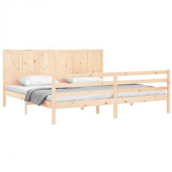 Estructura de cama de matrimonio con cabecero madera maciza Vidaxl Marrón