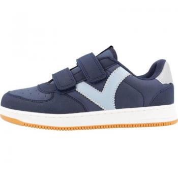 Victoria Tiempo Faux Leather Sneakers with Suede Accents and Velcro Straps for Kids