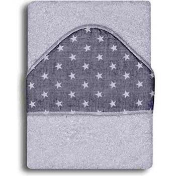 INTERBABY - Capa de Baño para Bebé Star Blanco Gris 100% Algodón