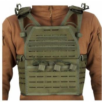 Invader Gear Reaper Plate Carrier OD Green - Chaleco táctico, diseño modular, material resistente al agua, ajuste personalizado con correas ajustables, compatible con placas balísticas, múltiples compartimentos y bolsillos para accesorios