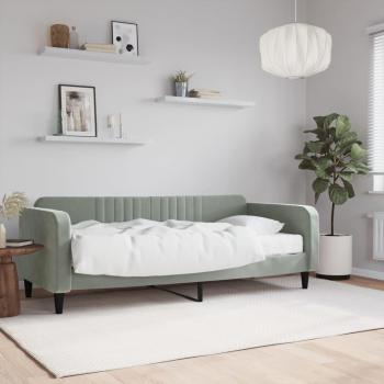 Sofá cama con colchón gris claro 90x200 cm en terciopelo