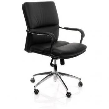 hjh OFFICE Brunello 10 Silla de Oficina, Cuero, Negro, 49.0x61.0x114.0 cm