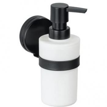 Dosificador de Jabón Líquido Pavia Negro, 220 ml, Instalación Sin Perforación, Tecnología Static-Loc