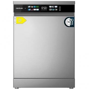 Lavavajillas Cecotec Bolero Aguazero 6210 Inox D, 60cm, 15 cubiertos, clase D, pantalla Fullcolor XXL, tercera bandeja, 8 programas, Dual Zone Wash, Aquastop