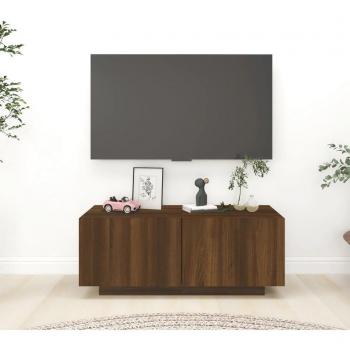 Mueble TV madera contrachapada color marrón roble 100x35x40 cm