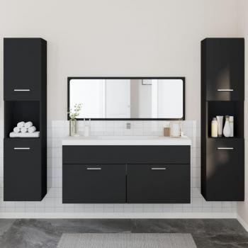 Juego de muebles de baño 4 piezas de madera contrachapada negra multicapa