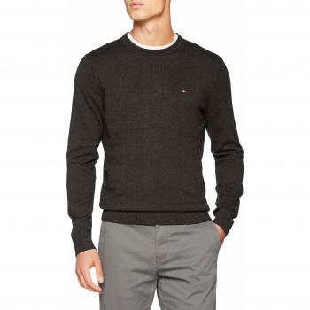 Tommy Hilfiger Pima Cotton Cashmere Cneck, suéter para Hombre, Gris