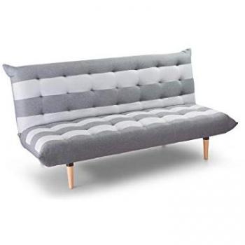 Sofá Cama Clic Clac 3 Plazas Rayas Gris-Antracita 190 cm Confortable y Robusto