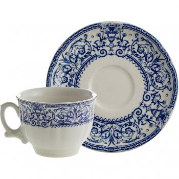 Taza de té con plato Imperio 150 Aniversario La Cartuja de Sevilla