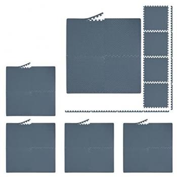 Esteras de Goma EVA para Gimnasio, 60x60 cm, Pack de 24, Alfombra Puzzle Protectora, Gris, 3m²