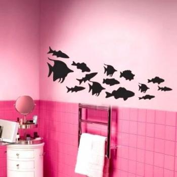 INDIGOS Vinilo Decorativo para Pared w369 Peces Carpa 80x32cm Agua, Negro, 80x8x32 cm