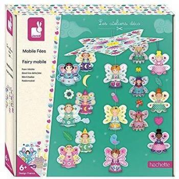 Janod - Móvil de Cuna Hadas - Les Ateliers Déco - Kit Infantil de Manualidades Creativas - Desarrolla la Motricidad Fina y la Concentración - A partir de 6 años, J07925