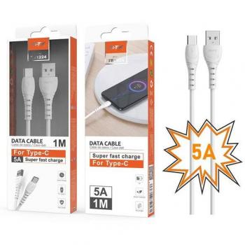 Cable de Datos USB Tipo C 5A Carga Rápida 1 Metro Blanco