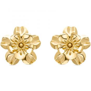 Pendientes Grandes Dorados de Flor Africa - Luxenter