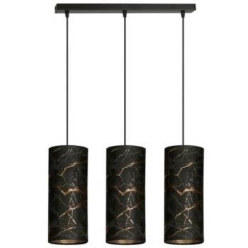 Lámpara de Suspensión Karli, Acero Negro con Recubrimiento de Polvo y Tejido, 50x100x6 cm