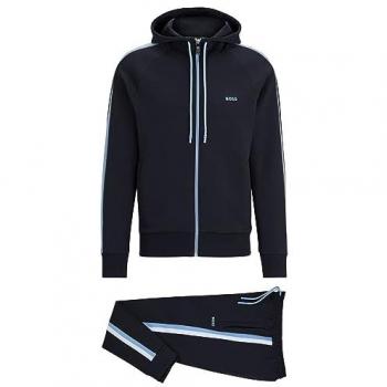BOSS Chándal Set 10250371 para hombre, modelo 50494092, chándal regular con cinta de rayas en color marino (XS), casual, fabricado en algodón, manga larga, disponible en BOSS outlet