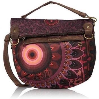 Desigual BOLS_FOLDED ANDROMEDA - Bolso de hombro de material sintético mujer, color rojo, talla 31x35x3 cm