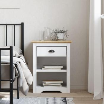 BODO Solid Pine Wood Bedside Cabinet 53x38.5x67 cm Brown