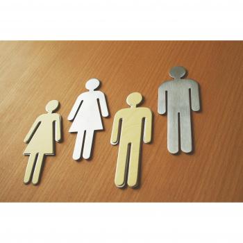 Juego de placas para puertas de servicio de Hombre y Mujer, de acero inoxidable, con adhesivo 3M