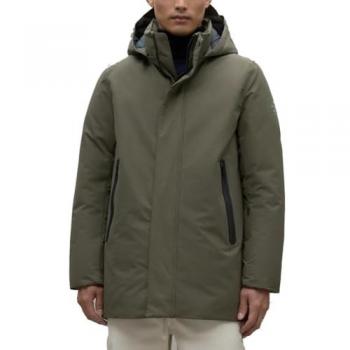 Ecoalf Men's Sustainable Olive Green Hooded Parka Jacket, Size M