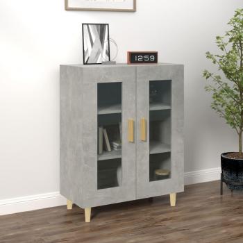Aparador de madera contrachapada moderno 69,5x34x90 cm con acabado en gris hormigón, mueble de almacenaje para salón con armarios y cajón de madera