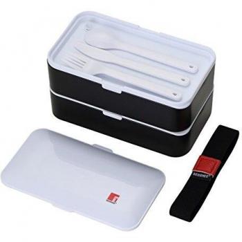 Bergner Walking Business Set hermético 2 Capas + Cubiertos, Negro, 11x18.5x10 cm