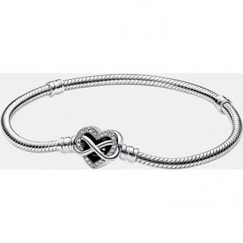 Pulsera Pandora Moments Cadena de Serpiente con Cierre de Corazón Infinito Espumoso - 592645C01