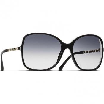 Chanel Stylish Sunglasses for Women, Black, Size: 57 MM