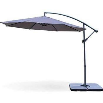 Sombrilla Offset Redonda 300cm Hardelot Gris con Estructura Antracita y Manivela Antirretorno