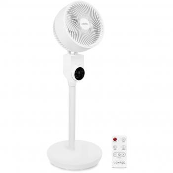 VONROC Ventilador de pie silencioso 88cm con mando a distancia, 3 velocidades, función oscilante e inclinable 180°, color blanco