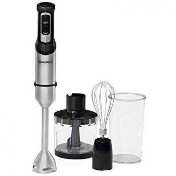Mellerware Batidora de mano Spiro! | Picadora eléctrica 1000 W de potencia | Acero inoxidable | Velocidad regulable | Luz Led | Función Turbo | Incluye Vaso medidor, Varillas y Picadora