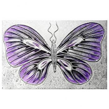 Tapa Contador Artesanal Mariposa Lila y Plata - 50 x 36 x 6 cm