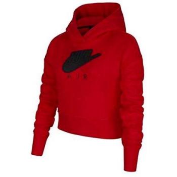 NIKE Air Ft Crop Hbr Sudadera, University Red/Black/Black, M para Niñas