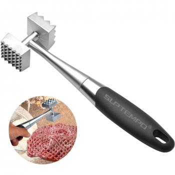 Tenderizer De Carne - Suptempo Mango Negro y Aleación de Zinc de acero inoxidable Mallet de cocina duradero para golpear y licuar la carne de vacuno, cerdo, pollo y otras carnes