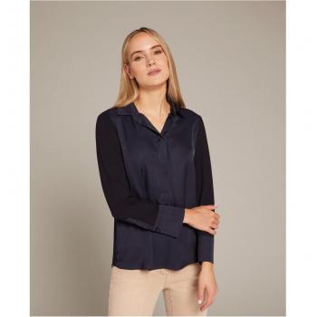 Camiseta de mujer con diseño polo y combinación de tejidos