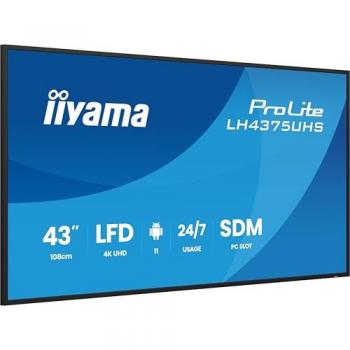 Pantalla de señalización digital iiyama ProLite LH4375UHS-B2AG 43 4K UHD LCD 108 cm (42.5) con Android 11, Wifi, brillo de 500 cd/m² y