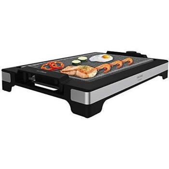 Cecotec Plancha de asar eléctrica Tasty&Grill 2000 Inox LineStone. Potencia 2000 W, Acabados acero inoxidable, Termostato regulable, Superficie Grill, Revestimiento RockStone, Apta lavavajillas